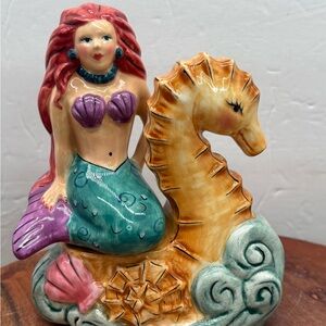 Clay Art Colorful Mermaid and Seahorse Salt and Pepper Shakers